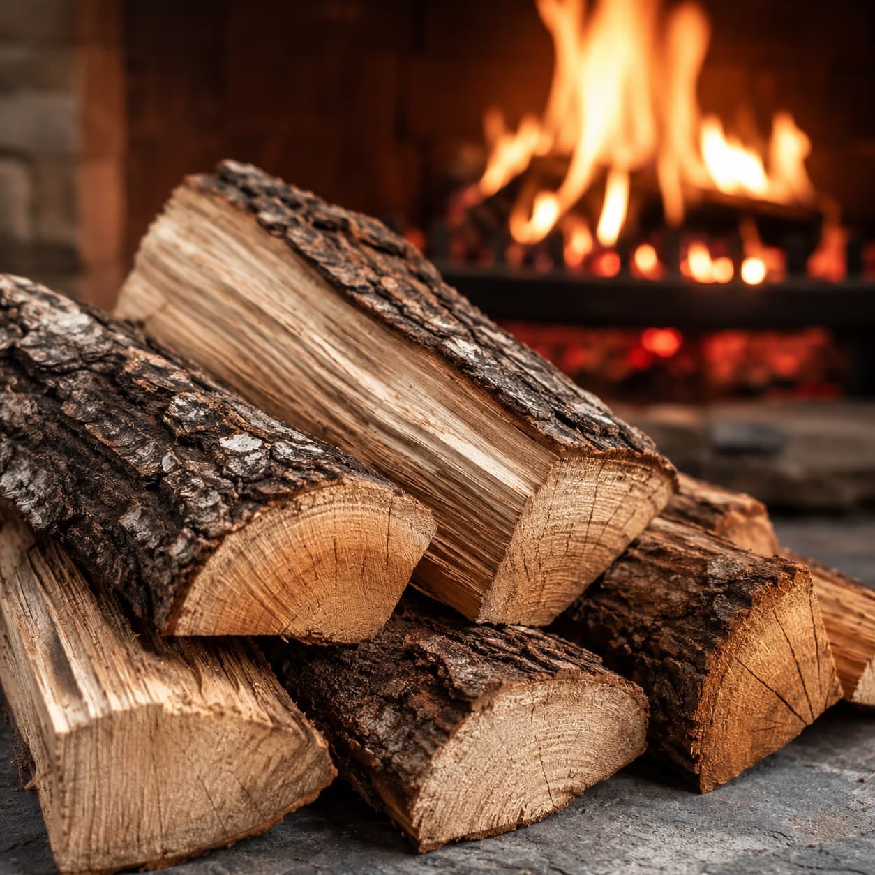Feu de bois dans une cheminée
